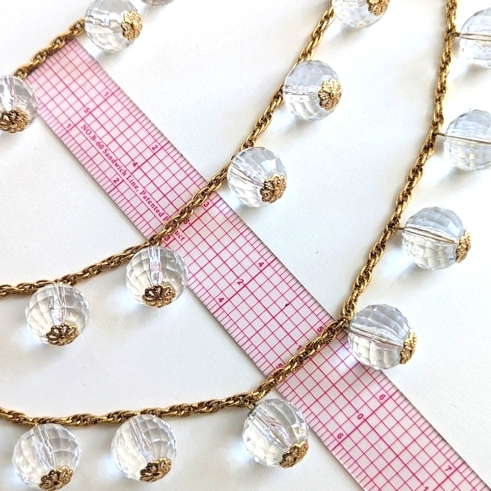 Kate Spade Chunky Statement Necklace Clear Faceted Globe Pendants Three Tiers - Picture 9 of 10